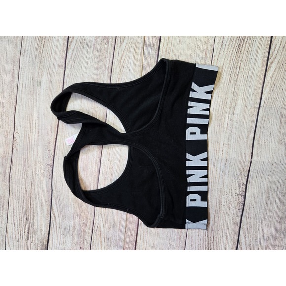 Women's PINK Victoria's Secret Crop/Haut Court Sports Bra Size XS/TP Black - Picture 9 of 9